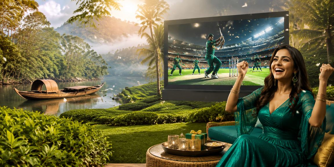 সিলেটের চা বাগানের পটভূমিতে ক্রিকেট বেটিং উপভোগ করছেন একজন ব্যবহারকারী